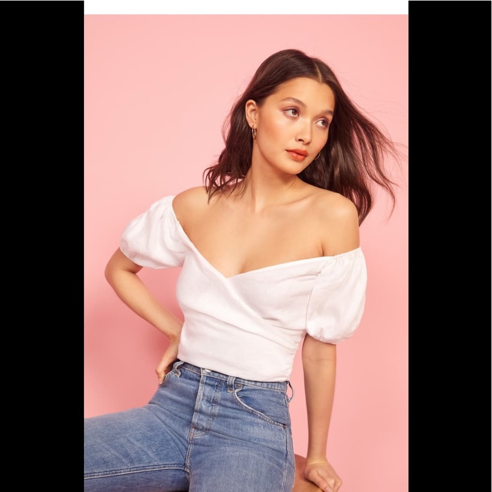 Reformation framboise top off the shoulder…